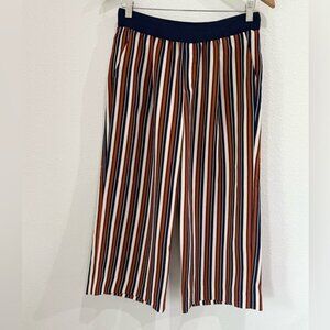 Zara High Rise Wide Leg Mod 70’s Crop Pants Striped Pockets Hippie Vintage